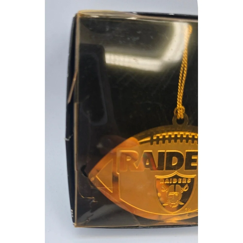 Oakland Raiders Topperscot 22KT Gold Finish Football Ornament Vintage NFL Boxed